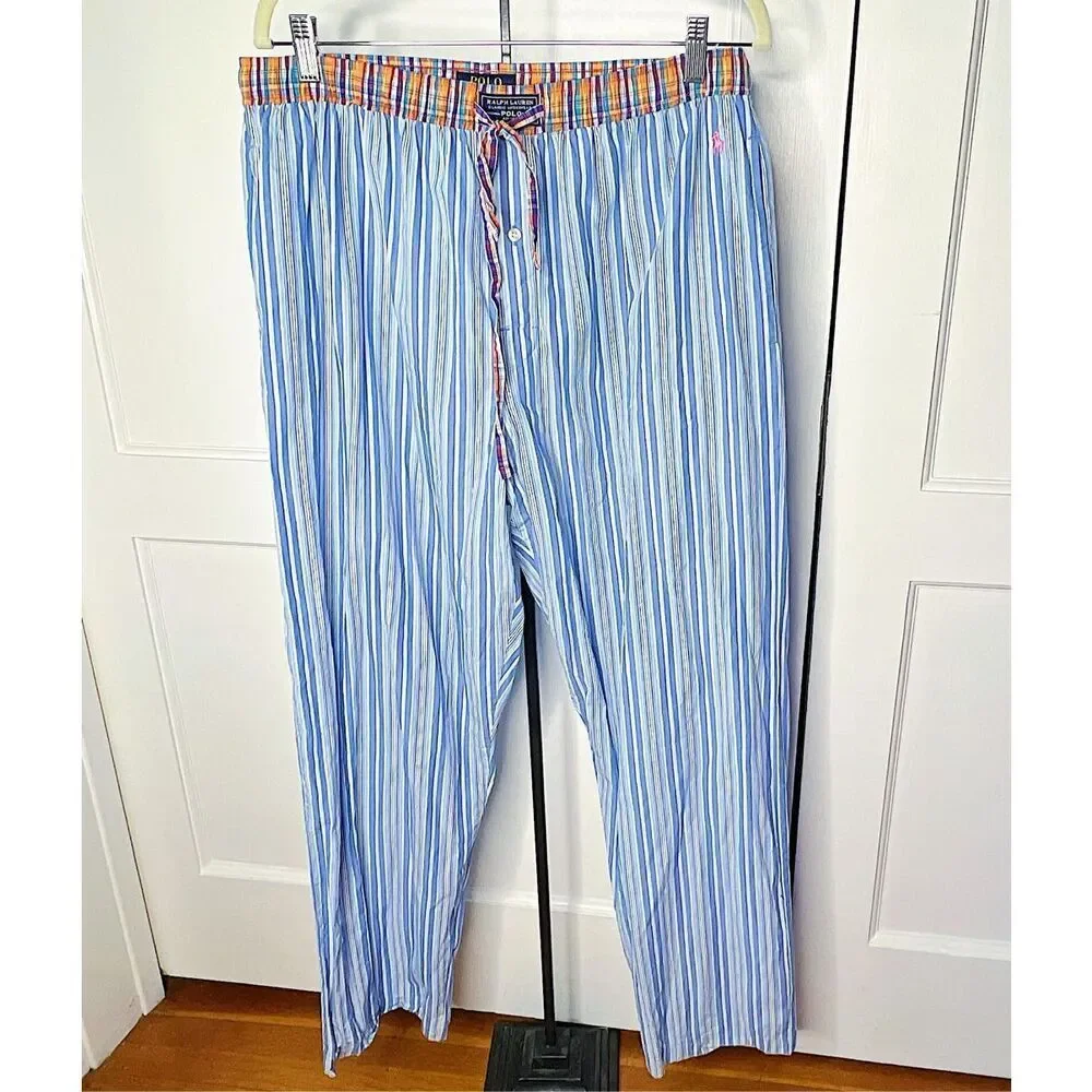 Polo Ralph Lauren Blue Striped Pajama Pants Large
